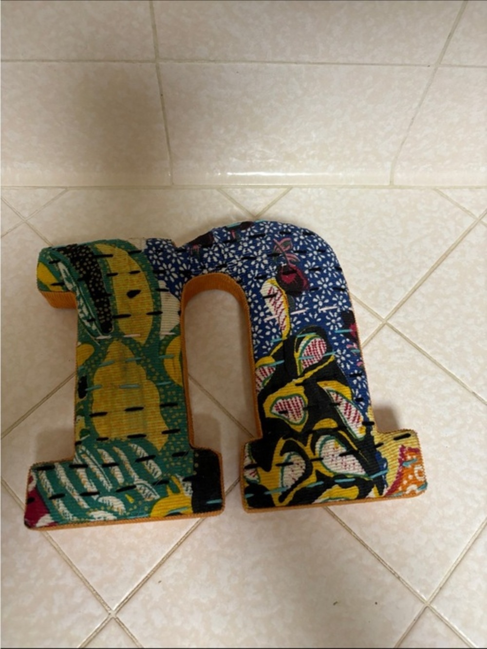 Anthropologie Multicolor Patterned Fabric Letter Accent